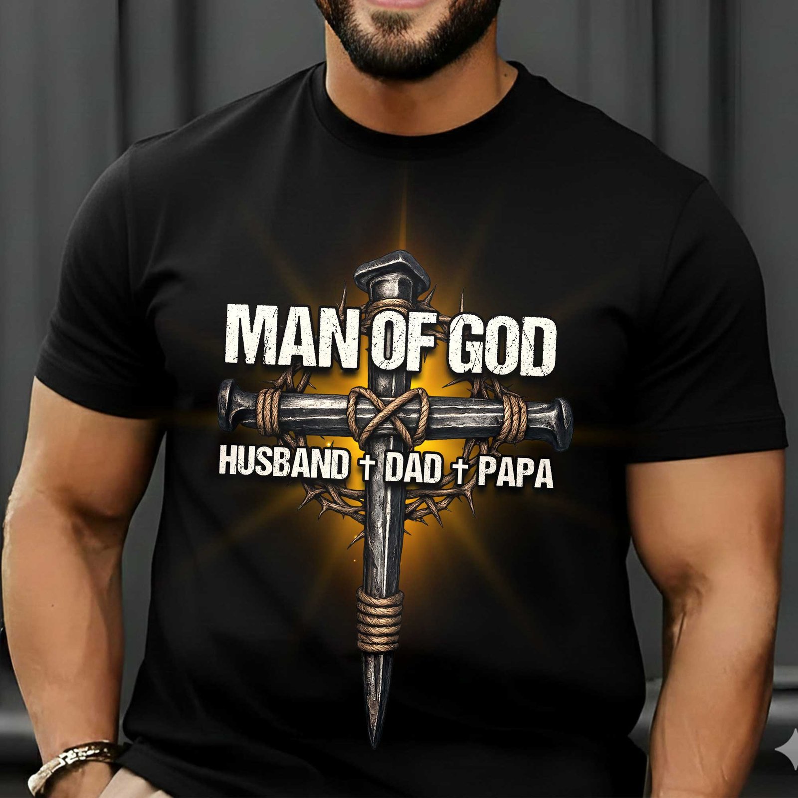 Man Of God Husband Dad Papa T-shirt